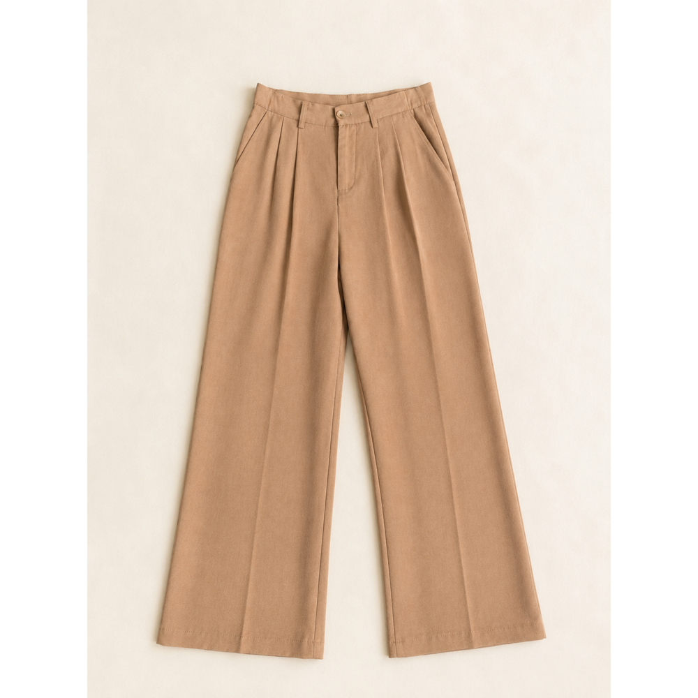 Miou Muse High-Waisted Pleated Wide Leg Trouser Pants – Camel/Tan – size xs - Picture 1 of 3